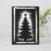 Christmas Tree Black & White Grunge & Distressed シーズンカード (スタンド正面)