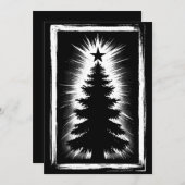 Christmas Tree Black & White Grunge & Distressed シーズンカード (正面/裏面)