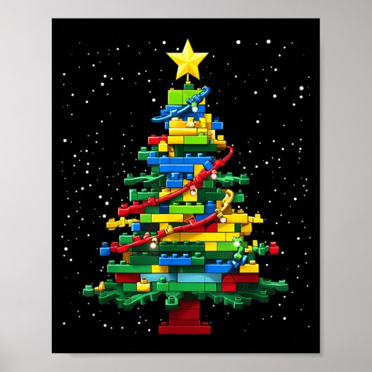 Christmas Tree Block Brick Building Xmas Master Bu ポスター (正面)