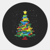 Christmas Tree Block Brick Building Xmas Master Bu ラウンドシール (正面)