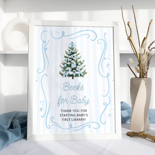 Christmas Tree Blue Baby Shower Books for Baby ポスター
