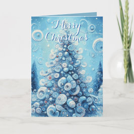 Christmas Tree Blue Personalized Christmas カード