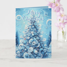 Christmas Tree Blue Personalized Christmas カード