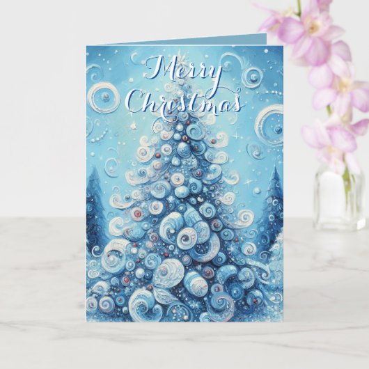 Christmas Tree Blue Personalized Christmas カード (蘭)