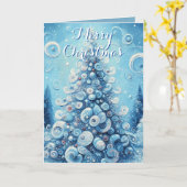 Christmas Tree Blue Personalized Christmas カード (黄色い花)