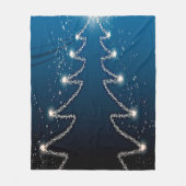 Christmas Tree Blue Sky Shiny Stars Rustic Elegant フリースブランケット (正面)