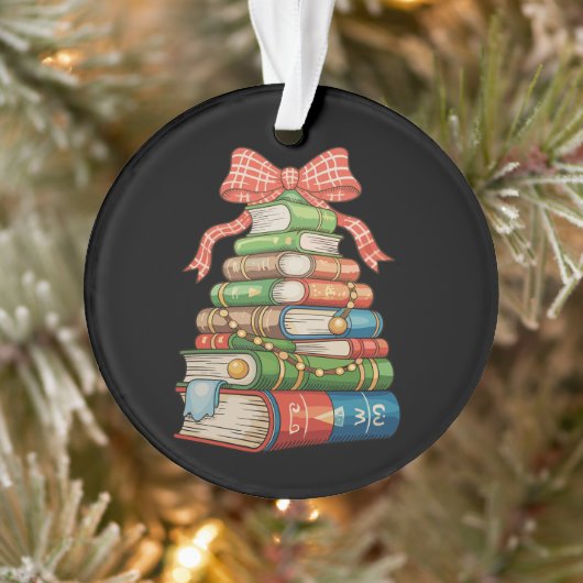 Christmas Tree Books Bow Reading Librarian Teacher オーナメント (ツリー)