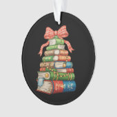 Christmas Tree Books Bow Reading Librarian Teacher オーナメント (正面)