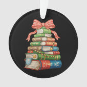 Christmas Tree Books Bow Reading Librarian Teacher オーナメント (正面)