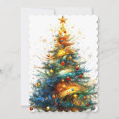 Christmas Tree Bright Colors Gold Star シーズンカード (正面)