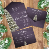 Christmas Tree Brown Navy Company Holiday Party オールインワン招待状