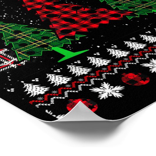 Christmas Tree Buffalo Gingham Plaid  ポスター (角)