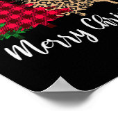 Christmas Tree Buffalo Plaid Red Green Leopard Xma ポスター (角)