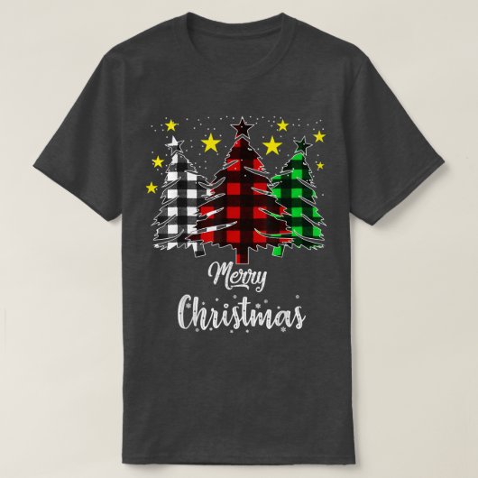Christmas Tree Buffalo Plaid Red White Green Xmas  Tシャツ (デザイン正面)
