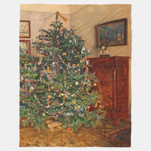 Christmas Tree C Müller Weihnachtsbaum 1914 フリースブランケット (正面)
