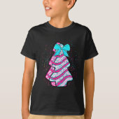 Christmas Tree Cake Coquette Bow Xmas Matching Fam Tシャツ (正面)