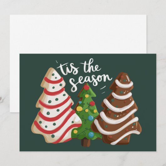 Christmas Tree Cake Tis The Season Xmas Holiday  シーズンカード (正面/裏面)
