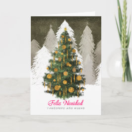 Christmas Tree Card in Snow in Spanish (Español) シーズンカード
