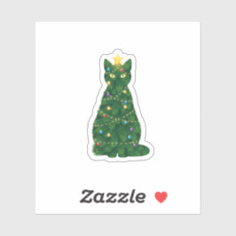 Christmas Tree Cat Silhouette — Festive Holiday  シール