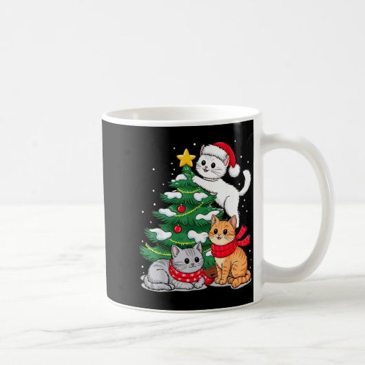 Christmas Tree Cats Xmas  コーヒーマグカップ (右)