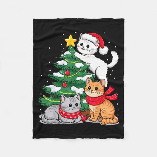 Christmas Tree Cats Xmas  フリースブランケット (正面)