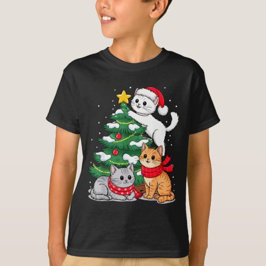 Christmas Tree Cats Xmas  Tシャツ (正面)