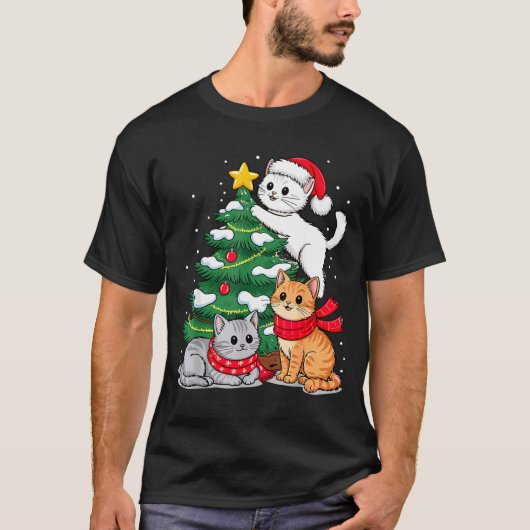 Christmas Tree Cats Xmas  Tシャツ (正面)
