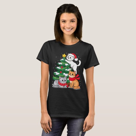 Christmas Tree Cats Xmas  Tシャツ (正面フル)