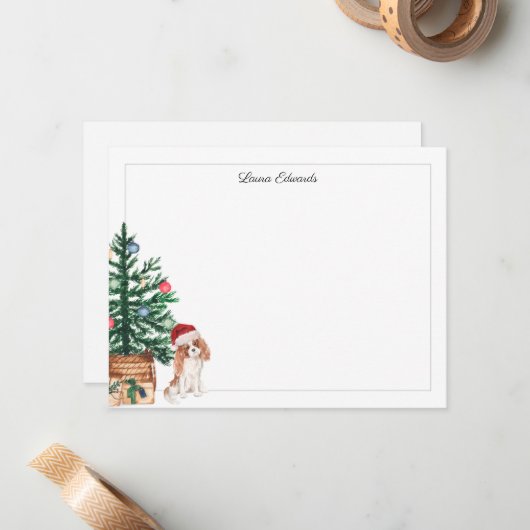 Christmas Tree Cavalier King Charles Spaniel ノートカード (正面/裏面インサイチュ)