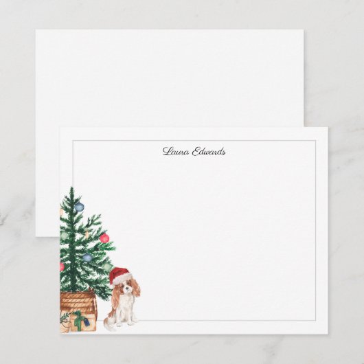 Christmas Tree Cavalier King Charles Spaniel ノートカード (正面/裏面)