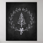 Christmas Tree Chalkboard Poster ポスター<br><div class="desc">A Christmas poster depicting a wreath around a Christmas tree made of snowflakes on a black chalkboard. This poster looks like a real chalkboard, but you won't have to deal with chalk dust! Perfect for the holidays. We're leaving all size options open, but the poster was optimized for an 8x10...</div>