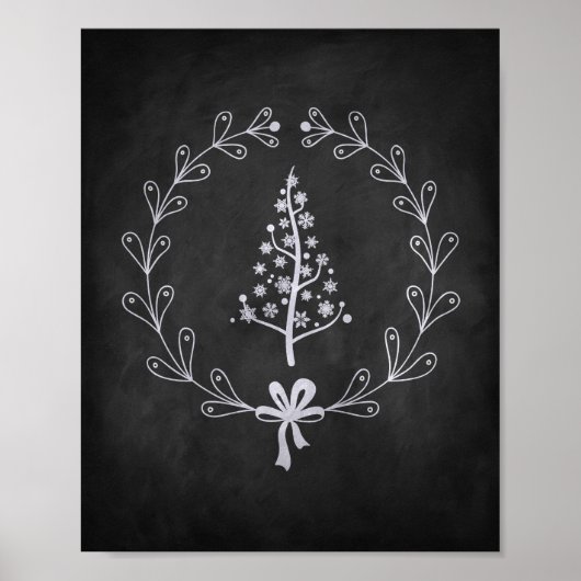 Christmas Tree Chalkboard Poster ポスター (正面)