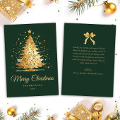 Christmas Tree Chic Elegant Minimalist Green Gold シーズンカード