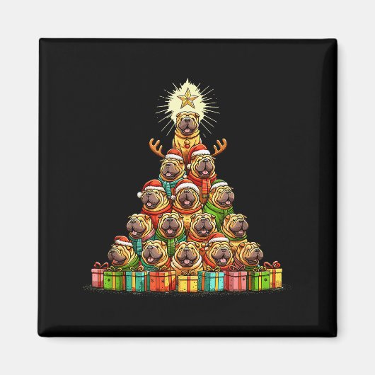 Christmas Tree Chinese Shar-pei Shar Pei マグネット (正面)