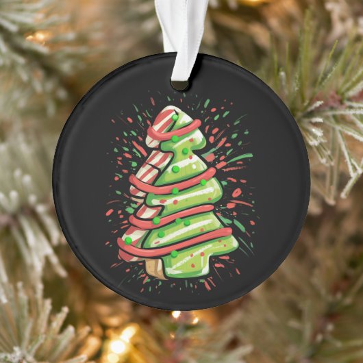 Christmas Tree Cookie Brushstroke Splatter Preppy  オーナメント (ツリー)