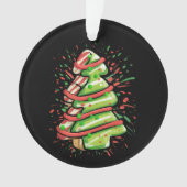 Christmas Tree Cookie Brushstroke Splatter Preppy  オーナメント (正面)