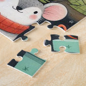 Christmas Tree Cute colorful Mistletoe Mice ジグソーパズル (側面)