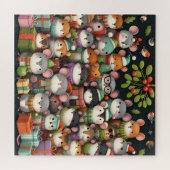 Christmas Tree Cute colorful Mistletoe Mice ジグソーパズル (横)