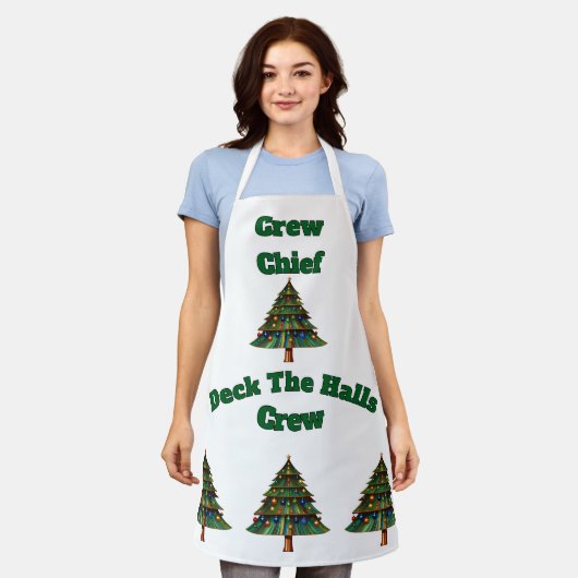 Christmas Tree Deck the Halls Crew Chief エプロン (着用した状態)