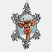 Christmas tree decoration with reindeer スノーフレークピューターオーナメント (左)