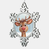 Christmas tree decoration with reindeer スノーフレークピューターオーナメント (右)