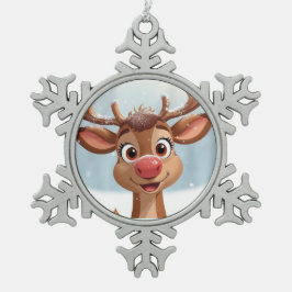 Christmas tree decoration with reindeer スノーフレークピューターオーナメント