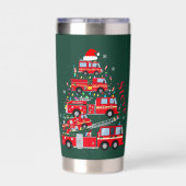 Christmas Tree Design Made of Fire Trucks  保温保冷タンブラー (背面)