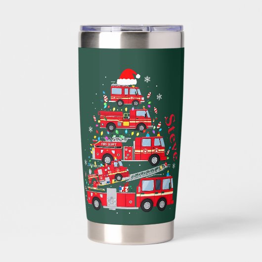 Christmas Tree Design Made of Fire Trucks  保温保冷タンブラー (正面)
