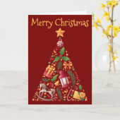 Christmas Tree design with greeting - blank カード (黄色い花)