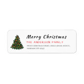 Christmas Tree Elegant Simple Return Address ラベル (正面)
