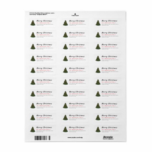 Christmas Tree Elegant Simple Return Address ラベル (フルシート)