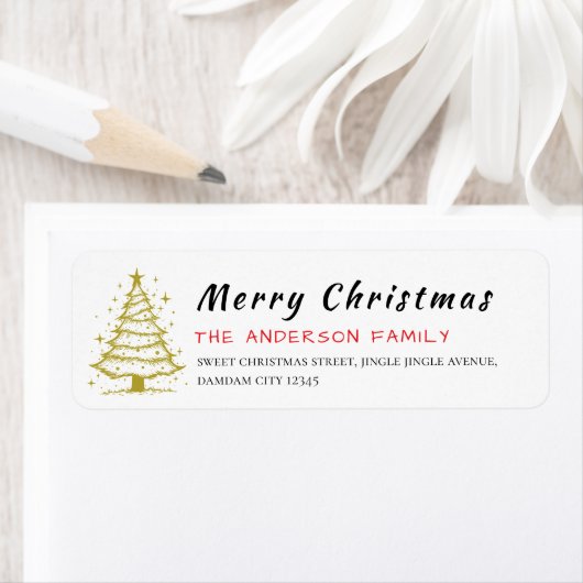 Christmas Tree Elegant Simple Return Address ラベル (インサイチュ)