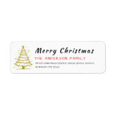 Christmas Tree Elegant Simple Return Address ラベル (正面)