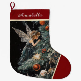 Christmas Tree Fairy Angel Stocking - Personalized ラージクリスマスストッキング